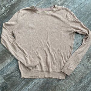 Gianni Bini XS Taupe Beige Gold Shimmer Long Sleeve Pullover Top Blouse Sweater